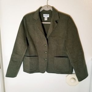Pendleton Merino Wool Blazer Womens Size Medium Petite Moss Green Pockets